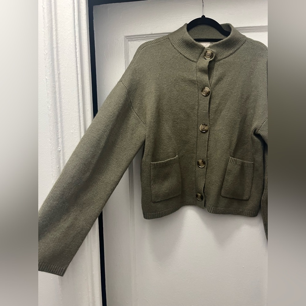 LOFT Ribbed Mock Neck Sweater Jacket - Picture 4 of 6